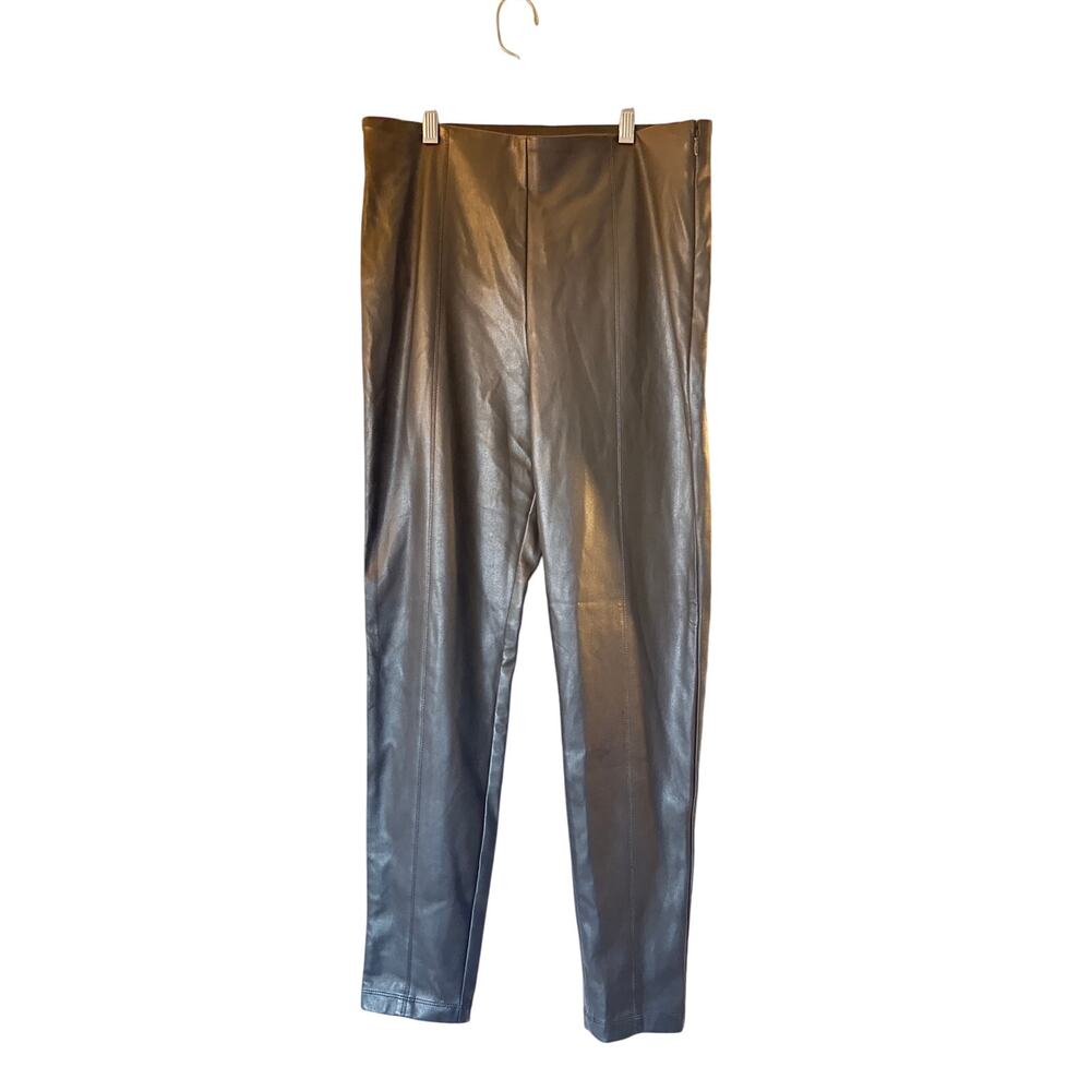 Ann Taylor Black Faux Leather Pants Women’s Medium Ankle Straight Pull-On